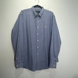 Ralph Lauren Shirt Men XL Blue Multi Striped Cotton Pony Classic Fit Button Down